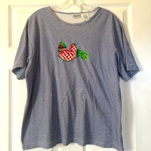 Cabin Creek Ladies Embroidered Watermelon Gingham Shirt - size 1X